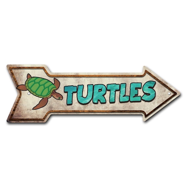 Turtles Arrow Sign Funny Home Decor 36in Wide